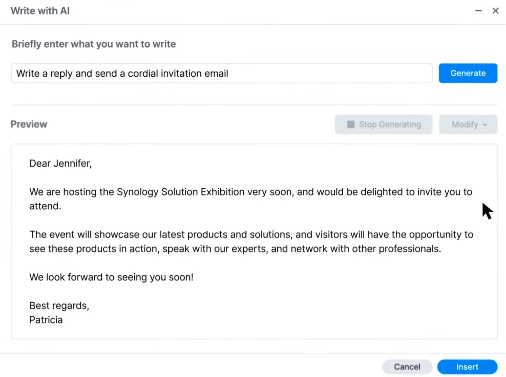 Synology & generative AI support in Synology Office and MailPlus