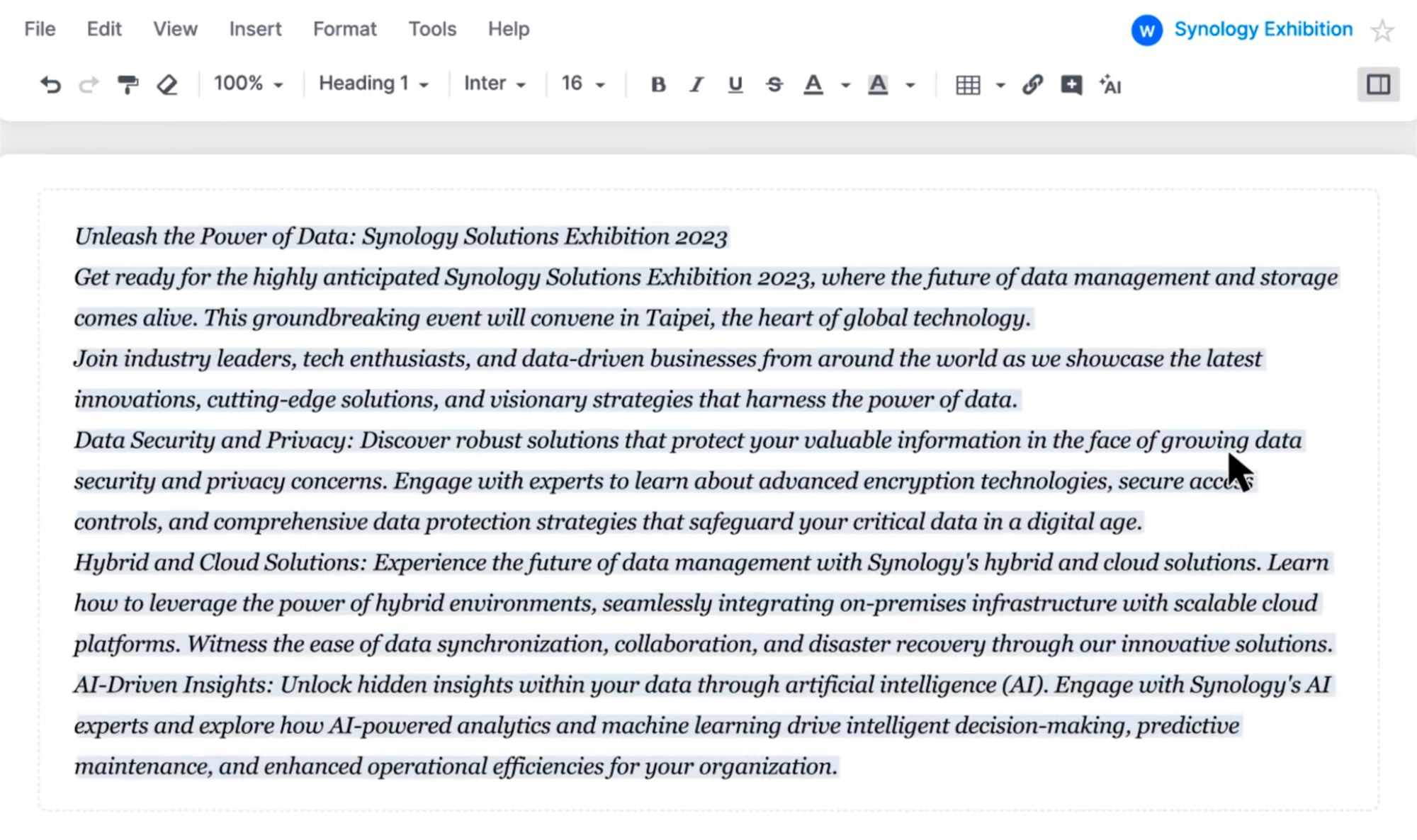 Synology & generative AI support in Synology Office and MailPlus