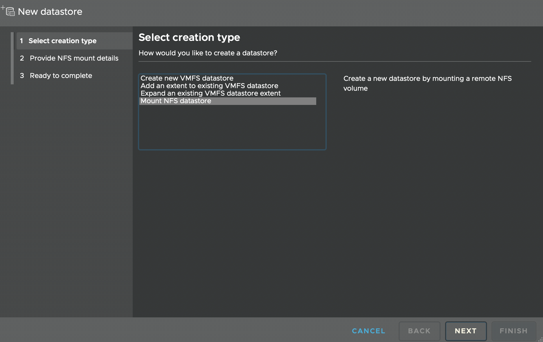 How to add NFS Datastore