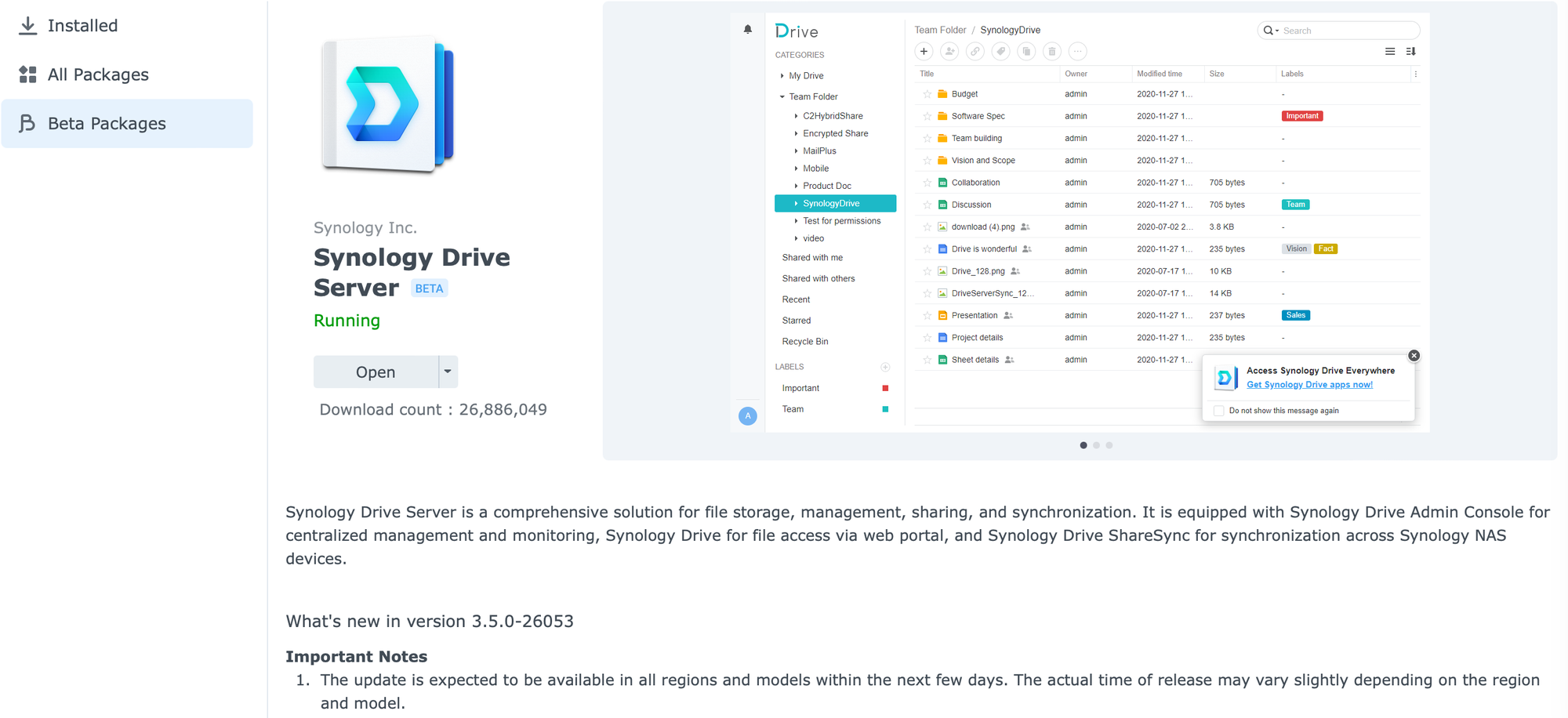 Synology Drive 3.5 new upcoming features