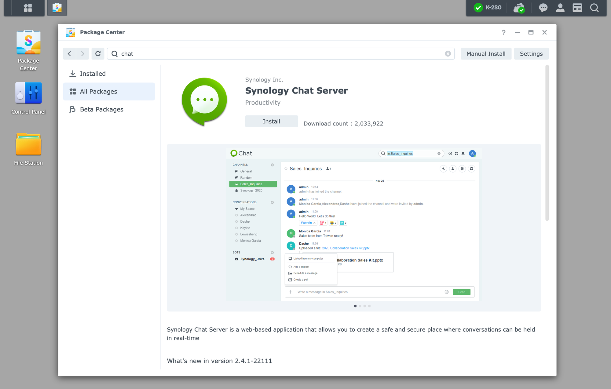 Synology Chat - privatna chat platforma