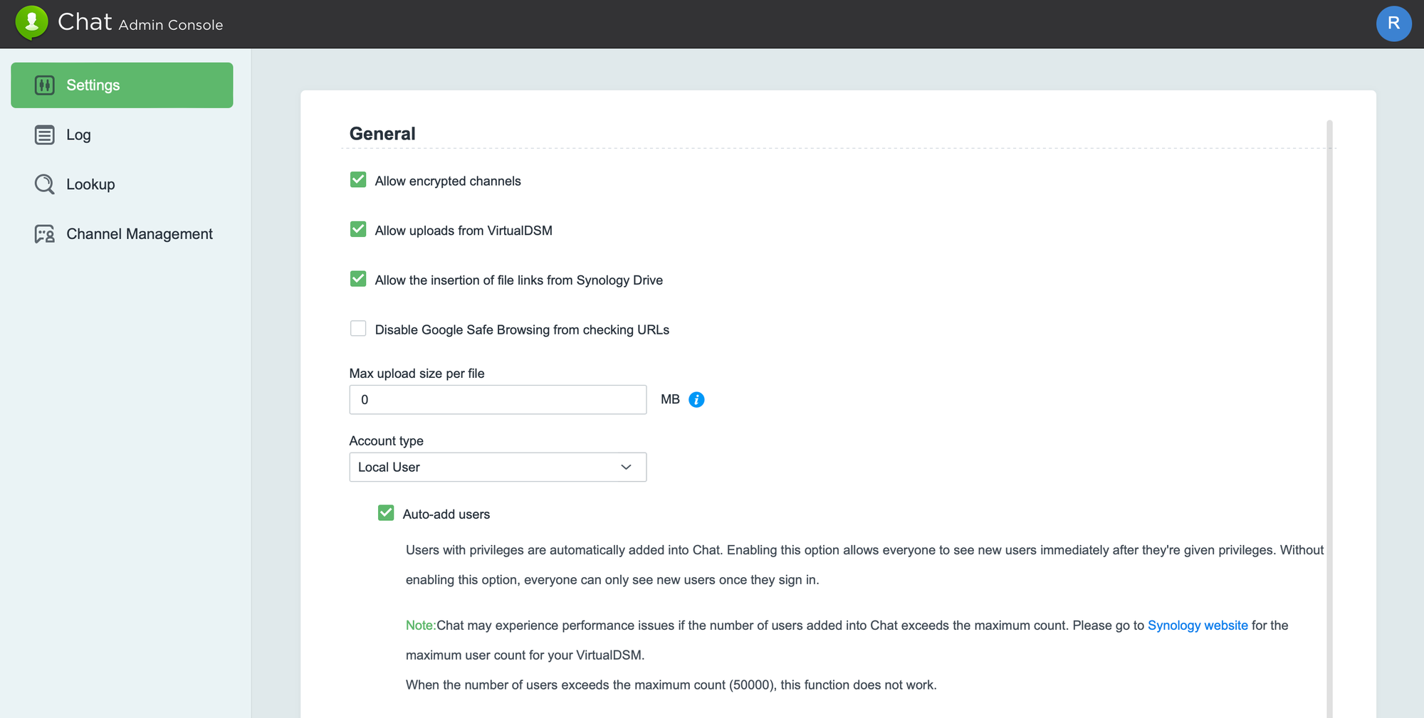 Synology Chat - self-hosted and private chat platform