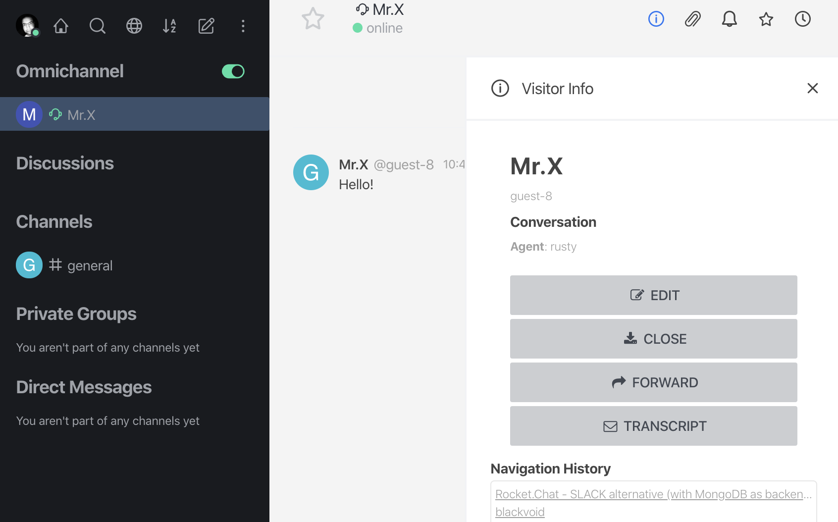 Rocket.Chat Omnichannel feature