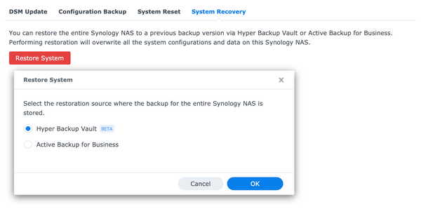 Full bare metal backup with Hyper Backup and DSM 7.2